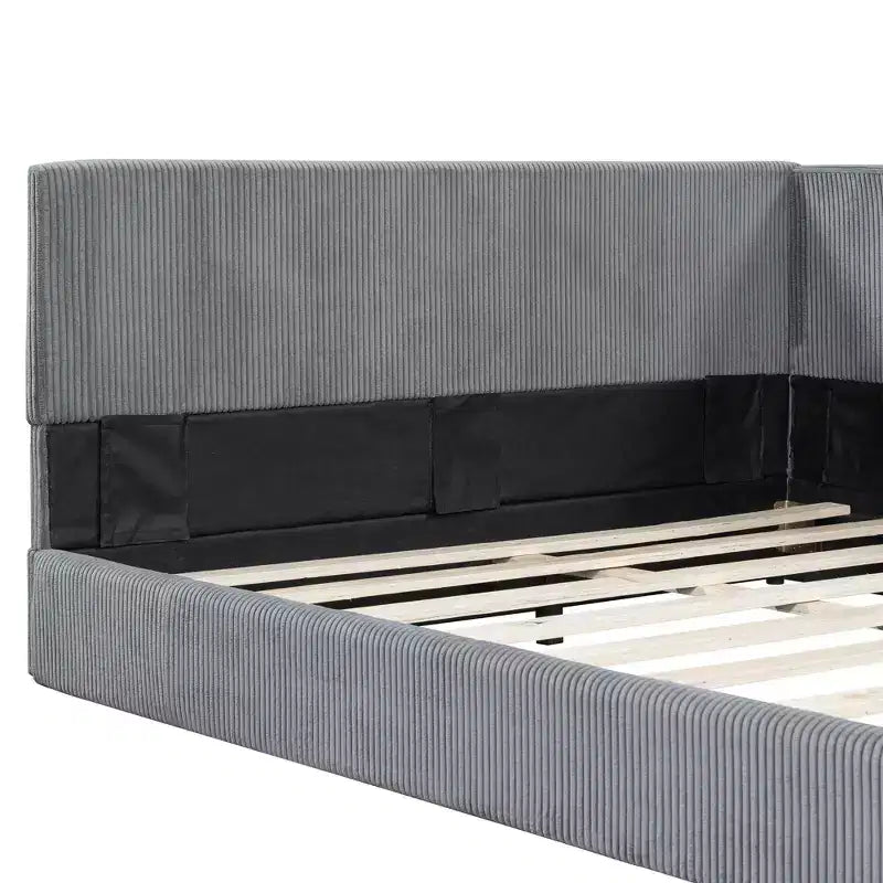 Lit de repos en velours côtelé en forme de L Luxystar Modern de taille normale pour salon ou chambre d'amis