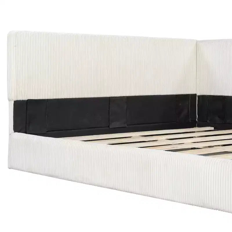 Lit de repos en velours côtelé en forme de L Luxystar Modern de taille normale pour salon ou chambre d'amis