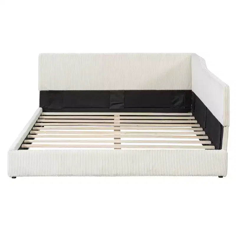 Lit de repos en velours côtelé en forme de L Luxystar Modern de taille normale pour salon ou chambre d'amis