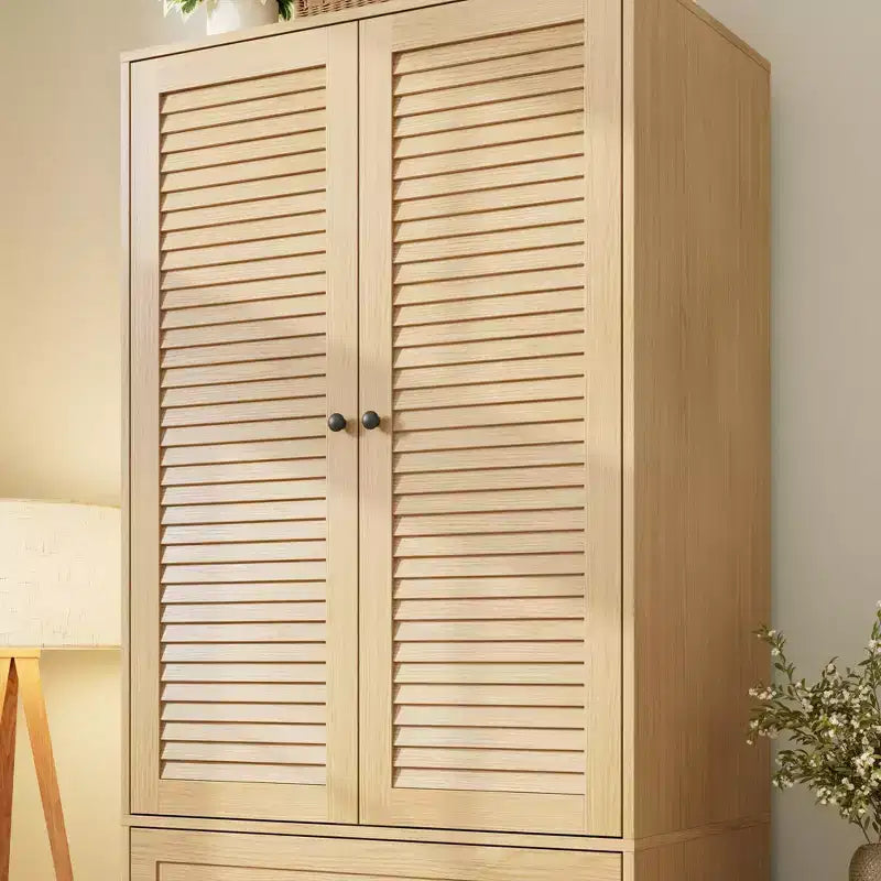 Armoire penderie en bois de 176,5 cm avec 3 tiroirs, tringle à vêtements, 2 portes, armoire de rangement de grande capacité pour chambre à coucher