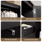 Armoire penderie en bois de 176,5 cm avec 3 tiroirs, tringle à vêtements, 2 portes, armoire de rangement de grande capacité pour chambre à coucher