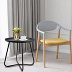 AEELLEEA Table d'appoint ronde d'extérieur, table de collation moderne en métal pour terrasse, petite table basse pour salon, balcon, cour, porche, noire