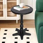 Table d'appoint ronde vintage noire de 15,75 pouces, Table d'appoint en bois sur pied Table de chevet d'appoint pour salon chambre entrée