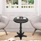 Table d'appoint ronde vintage noire de 15,75 pouces, Table d'appoint en bois sur pied Table de chevet d'appoint pour salon chambre entrée