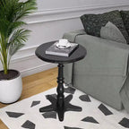 Table d'appoint ronde vintage noire de 15,75 pouces, Table d'appoint en bois sur pied Table de chevet d'appoint pour salon chambre entrée