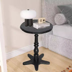 Table d'appoint ronde vintage noire de 15,75 pouces, Table d'appoint en bois sur pied Table de chevet d'appoint pour salon chambre entrée