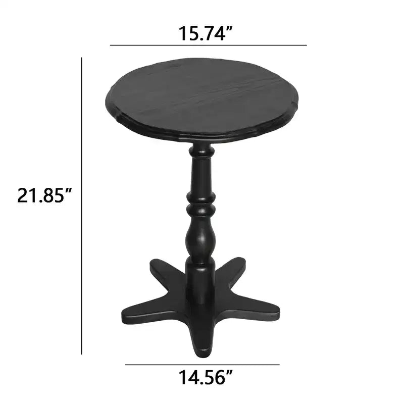 Table d'appoint ronde vintage noire de 15,75 pouces, Table d'appoint en bois sur pied Table de chevet d'appoint pour salon chambre entrée