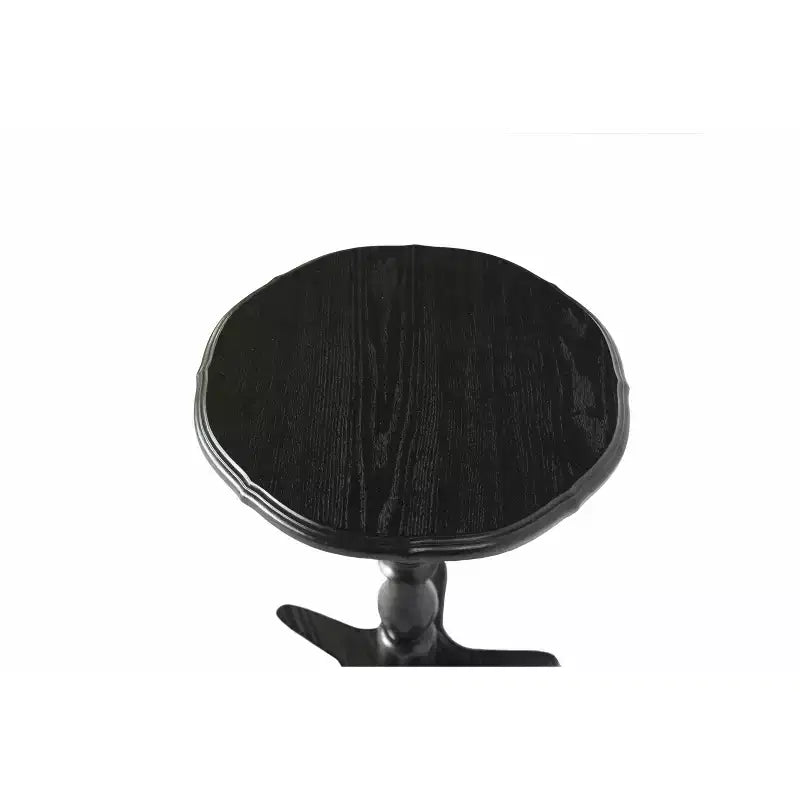 Table d'appoint ronde vintage noire de 15,75 pouces, Table d'appoint en bois sur pied Table de chevet d'appoint pour salon chambre entrée