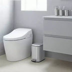Poubelle compacte en acier inoxydable avec fermeture douce, couvercle anti-odeurs, poignée portable et pédale pour cuisine, salle de bain, bureau, chambre
