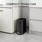 Poubelle compacte en acier inoxydable avec fermeture douce, couvercle anti-odeurs, poignée portable et pédale pour cuisine, salle de bain, bureau, chambre