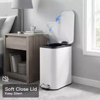 Poubelle compacte en acier inoxydable avec fermeture douce, couvercle anti-odeurs, poignée portable et pédale pour cuisine, salle de bain, bureau, chambre