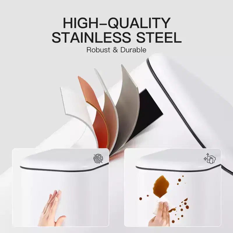 Poubelle compacte en acier inoxydable avec fermeture douce, couvercle anti-odeurs, poignée portable et pédale pour cuisine, salle de bain, bureau, chambre