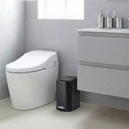 Poubelle compacte en acier inoxydable avec fermeture douce, couvercle anti-odeurs, poignée portable et pédale pour cuisine, salle de bain, bureau, chambre