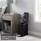 Poubelle compacte en acier inoxydable avec fermeture douce, couvercle anti-odeurs, poignée portable et pédale pour cuisine, salle de bain, bureau, chambre