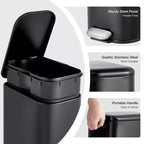 Poubelle compacte en acier inoxydable avec fermeture douce, couvercle anti-odeurs, poignée portable et pédale pour cuisine, salle de bain, bureau, chambre