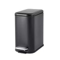Slim Soft Close Stainless Steel Trash Can with Odor Seal Lid, Portable Handle, Step Foot Pedal, Compact Hands for Kitchen, Bathroom, Office, Bedroom