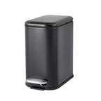 Slim Soft Close Stainless Steel Trash Can with Odor Seal Lid, Portable Handle, Step Foot Pedal, Compact Hands for Kitchen, Bathroom, Office, Bedroom