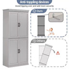 70 Meuble Colonne de Cuisine avec Portes et Étagères Réglables, Meuble de Rangement Autonome, Grande Armoire de Rangement pour Salle de Bain