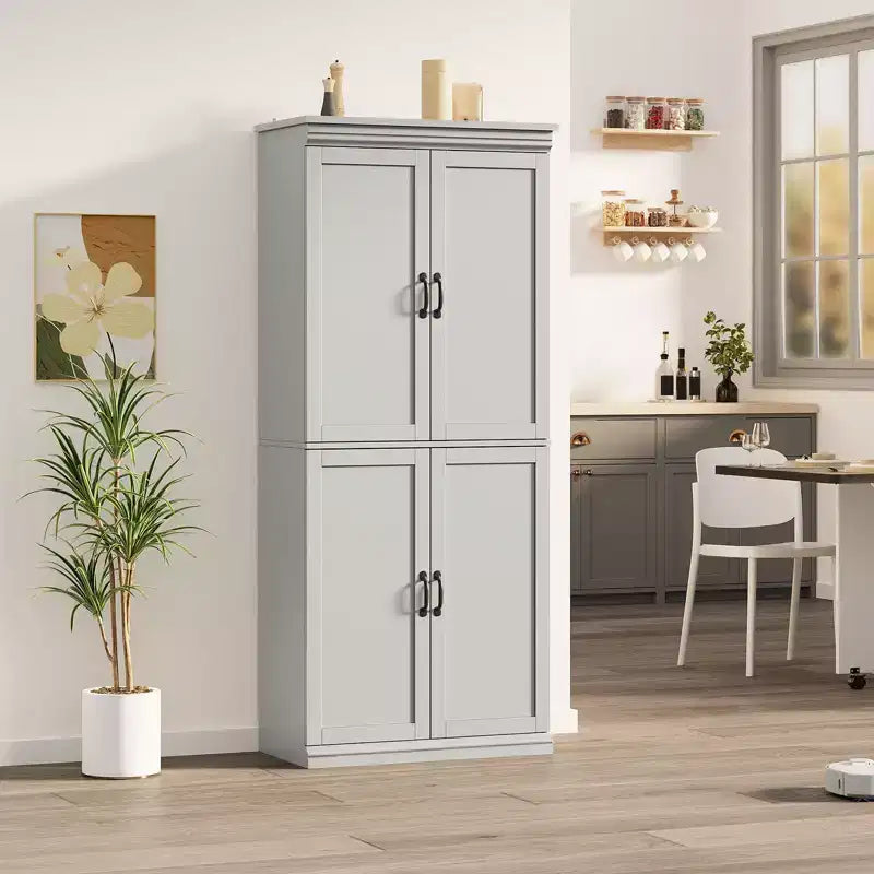 70 Meuble Colonne de Cuisine avec Portes et Étagères Réglables, Meuble de Rangement Autonome, Grande Armoire de Rangement pour Salle de Bain