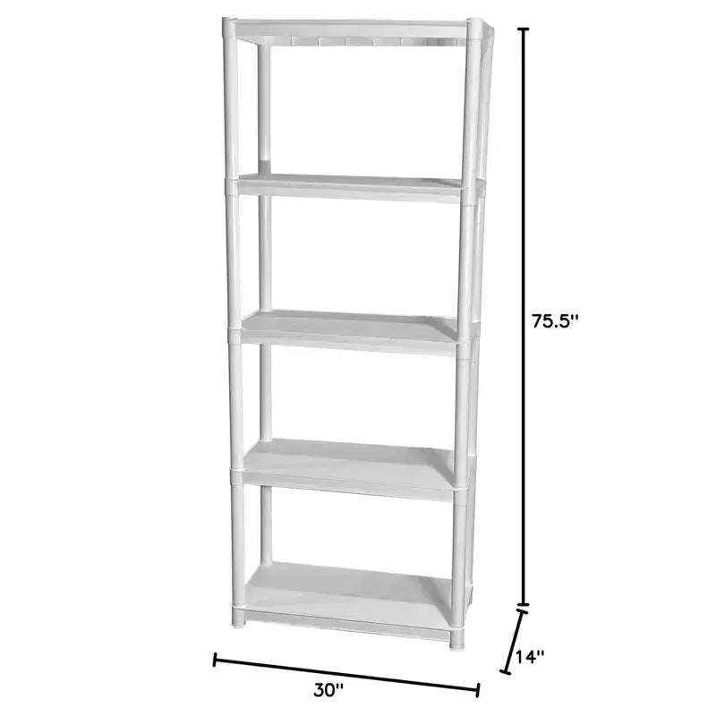 Juggernaut Storage 70 Étagère de rangement utilitaire en plastique à 5 niveaux pour garage, abri de jardin ou serre, capacité maximale de 158 kg, noir