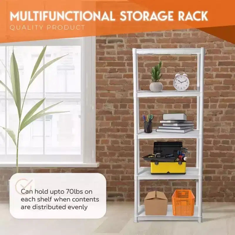 Juggernaut Storage 70 Étagère de rangement utilitaire en plastique à 5 niveaux pour garage, abri de jardin ou serre, capacité maximale de 158 kg, noir
