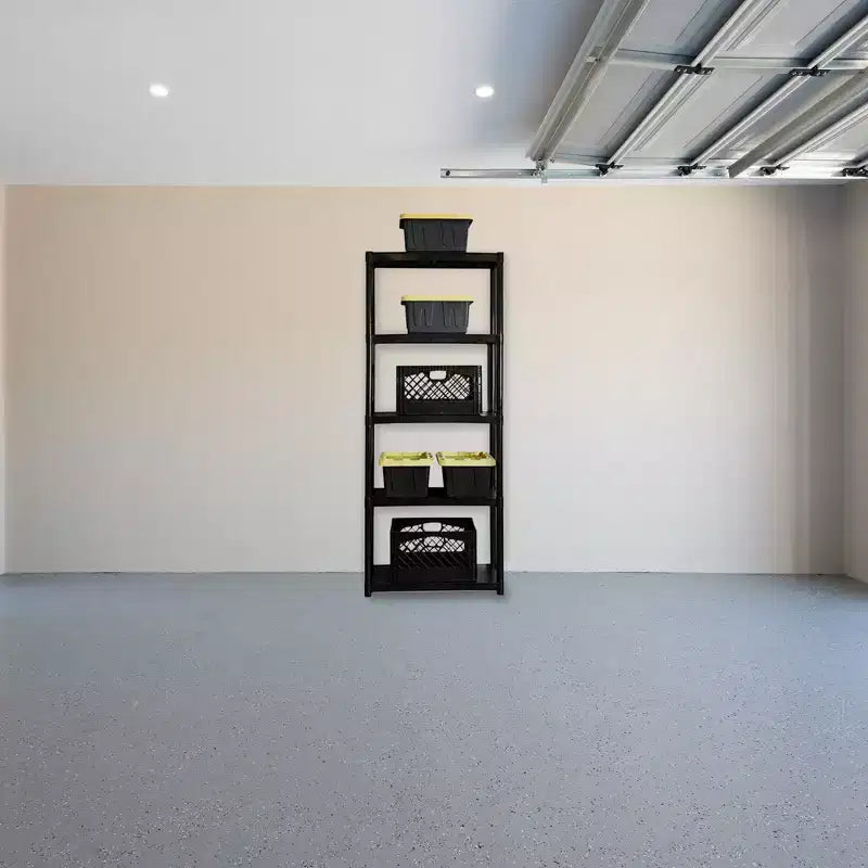 Juggernaut Storage 70 Étagère de rangement utilitaire en plastique à 5 niveaux pour garage, abri de jardin ou serre, capacité maximale de 158 kg, noir