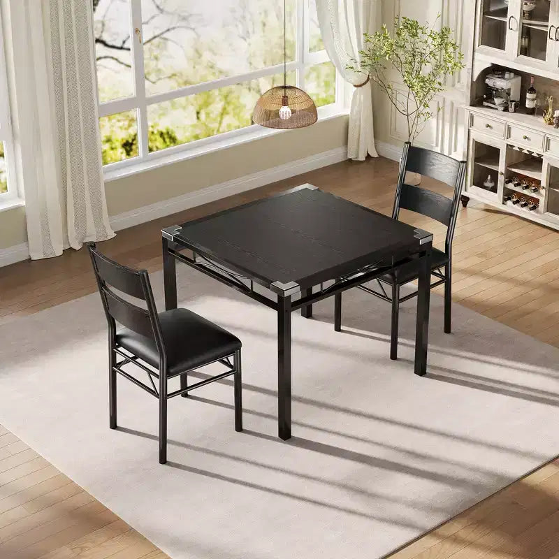 Ensemble Table à Manger 4 Chaises Rembourrées, Construction en Bois Robuste, Protections d'Angle, Parfait pour Appartement ou Petite Salle à Manger