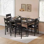 Ensemble Table à Manger 4 Chaises Rembourrées, Construction en Bois Robuste, Protections d'Angle, Parfait pour Appartement ou Petite Salle à Manger