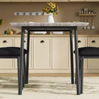Ensemble Table à Manger avec 4 Chaises Rembourrées, Design à Bords Biseautés, Ensemble de 4 Chaises de Cuisine en Bois pour Salle à Manger, Cuisine, Appartement