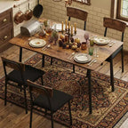 Ensemble Table à Manger avec 4 Chaises Rembourrées, Design à Bords Biseautés, Ensemble de 4 Chaises de Cuisine en Bois pour Salle à Manger, Cuisine, Appartement