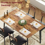 Ensemble Table à Manger avec 4 Chaises Rembourrées, Design à Bords Biseautés, Ensemble de 4 Chaises de Cuisine en Bois pour Salle à Manger, Cuisine, Appartement