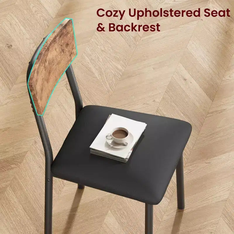 Ensemble Table à Manger avec 4 Chaises Rembourrées, Design à Bords Biseautés, Ensemble de 4 Chaises de Cuisine en Bois pour Salle à Manger, Cuisine, Appartement