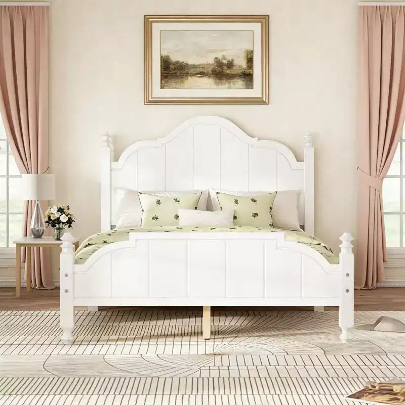Cadre de lit Luxystar avec tête de lit festonnée pour chambre à coucher