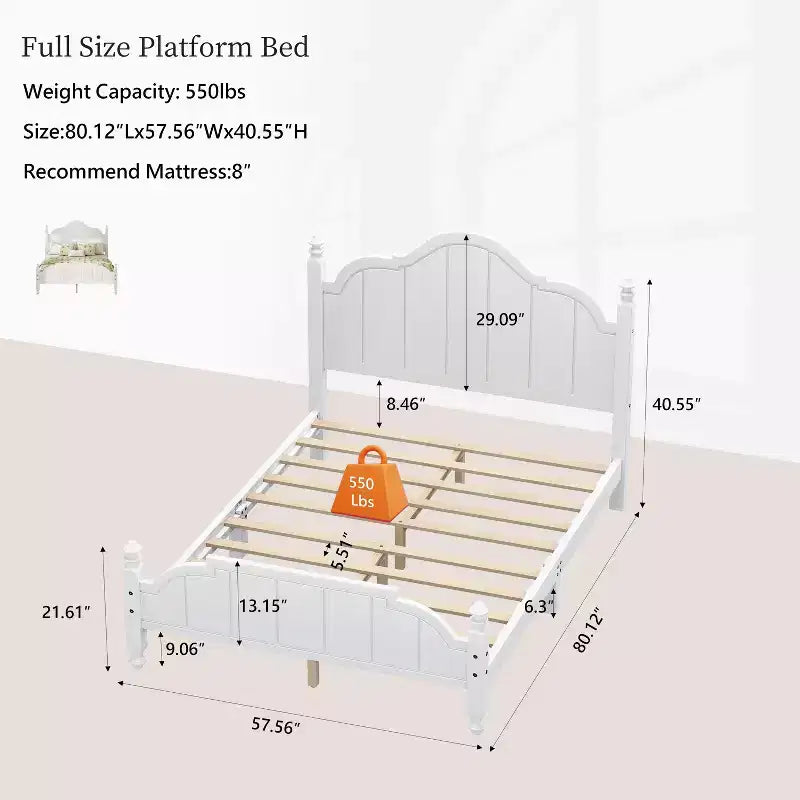 Cadre de lit Luxystar avec tête de lit festonnée pour chambre à coucher