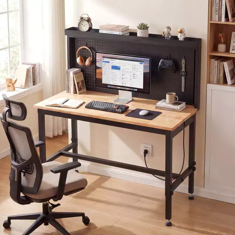 Établi robuste Costway de 48 pouces avec prises AC/USB et panneau perforé, charge maximale de 2000 lb