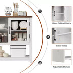Meuble buffet vaisselier de 53 pouces avec 2 portes vitrées, Table basse de style ferme avec étagères ouvertes, pour salon, cuisine, salle à manger, entrée