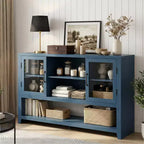 Meuble buffet vaisselier de 53 pouces avec 2 portes vitrées, Table basse de style ferme avec étagères ouvertes, pour salon, cuisine, salle à manger, entrée