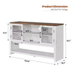 Meuble buffet vaisselier de 53 pouces avec 2 portes vitrées, Table basse de style ferme avec étagères ouvertes, pour salon, cuisine, salle à manger, entrée