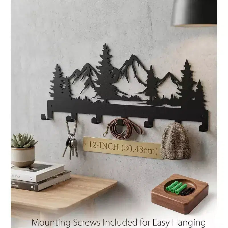 Porte-manteau mural en métal motif montagne 12 pouces, petit et élégant