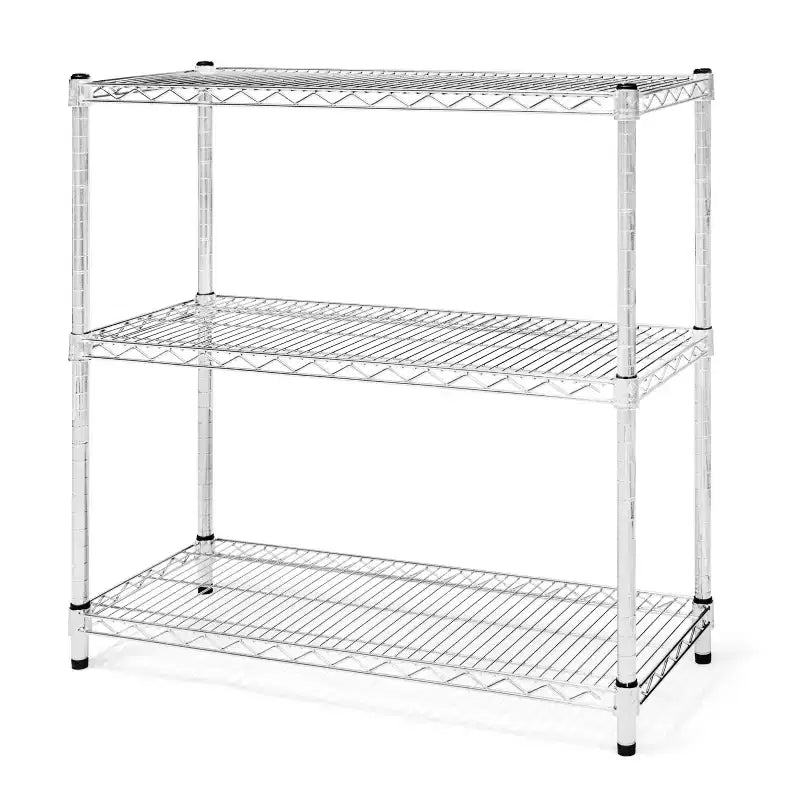 Étagère en treillis métallique chromée 35,5 cm P x 86,3 cm H avec 3 tablettes