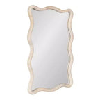 Kate and Laurel Rahfy Rattan Rectangle Scallop Mirror, White, 24x36