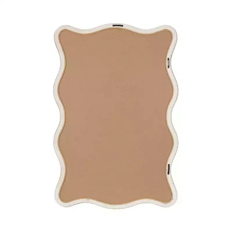 Miroir rectangulaire festonné en rotin Rahfy de Kate et Laurel, blanc, 24x36