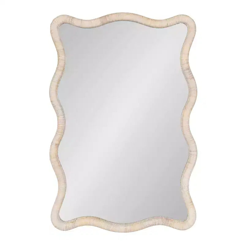 Miroir rectangulaire festonné en rotin Rahfy de Kate et Laurel, blanc, 24x36