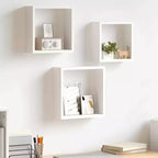 vidaXL Set de 3 étagères murales cubiques MDF blanc Petite étagère murale cubique