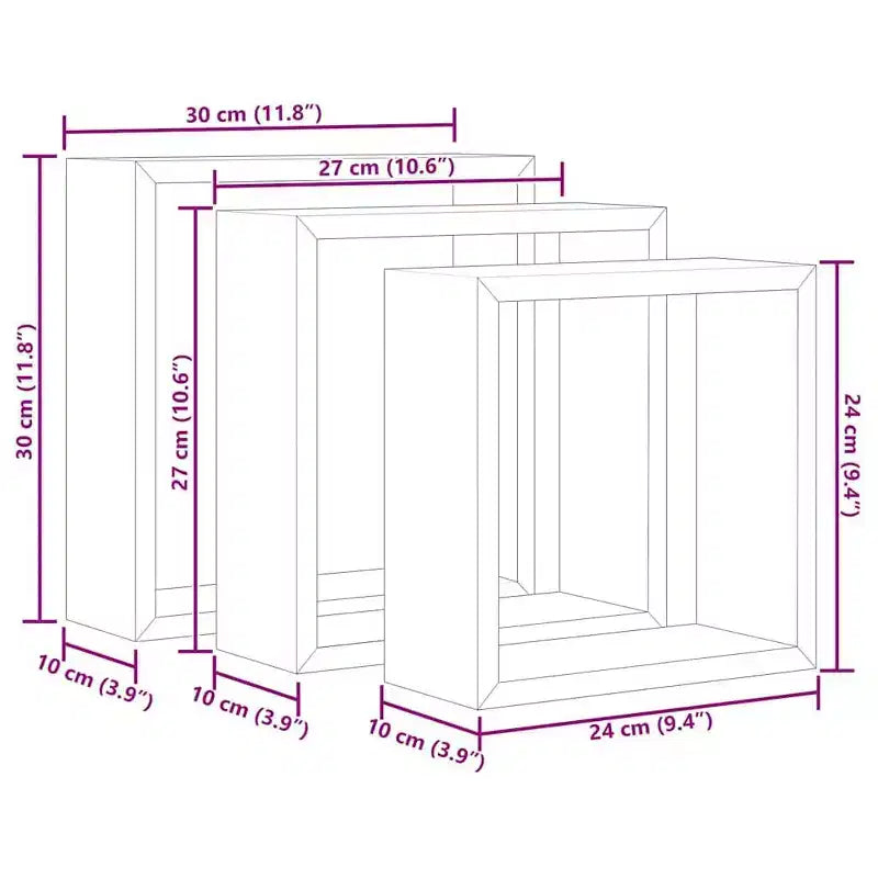 vidaXL Set de 3 étagères murales cubiques MDF blanc Petite étagère murale cubique
