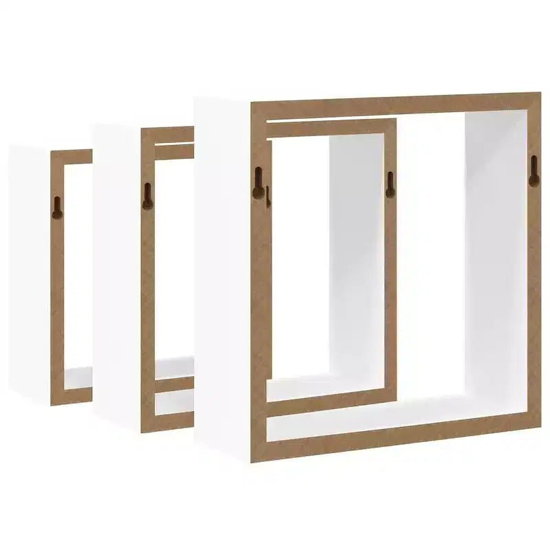 vidaXL Set de 3 étagères murales cubiques MDF blanc Petite étagère murale cubique
