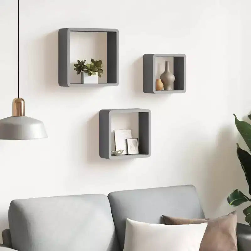 vidaXL Set de 3 étagères murales cubiques MDF blanc Petite étagère murale cubique