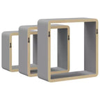 vidaXL Set de 3 étagères murales cubiques MDF blanc Petite étagère murale cubique