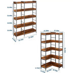 Étagère d'angle à 5 niveaux, bibliothèque industrielle en forme de L avec étagères, meuble de rangement d'angle autoportant pour salon, chambre, bureau à domicile