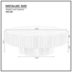 JVNOXK Table basse ronde 89,9 cm, petite table basse pour appartement, table basse moderne pour salon avec piédestal robuste, noyer